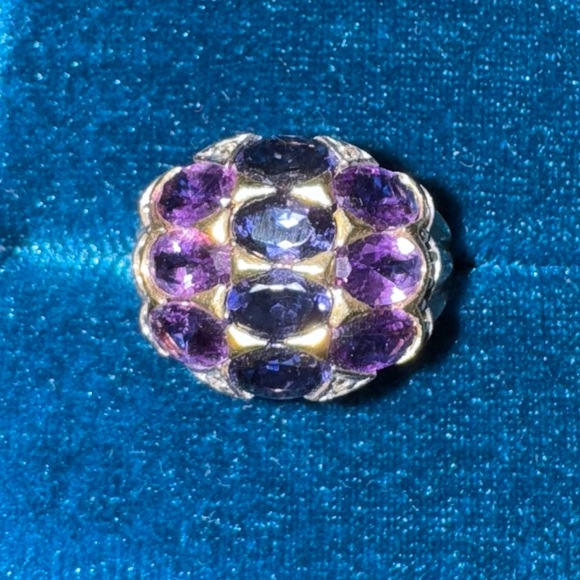 Vintage 10k gold Amethyst & Iolite ring - Picture 2 of 5